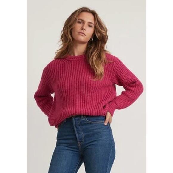 Marine Layer Sweater Oversized Crewneck Merino Wool Blend Rose Violet NWT XS - Picture 1 of 9